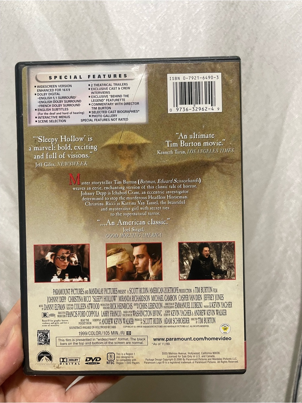 Sleepy Hollow Widescreen DVD - Picture 2 of 3